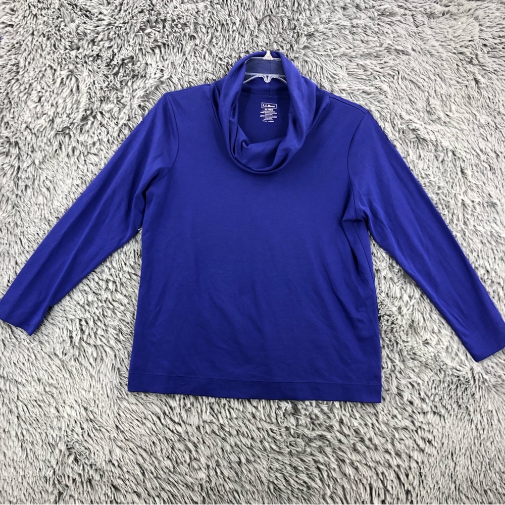 L.L. Bean Top Womens XL Regular 100 Percent Supima Cotton Cowl Neck L/S Pullover